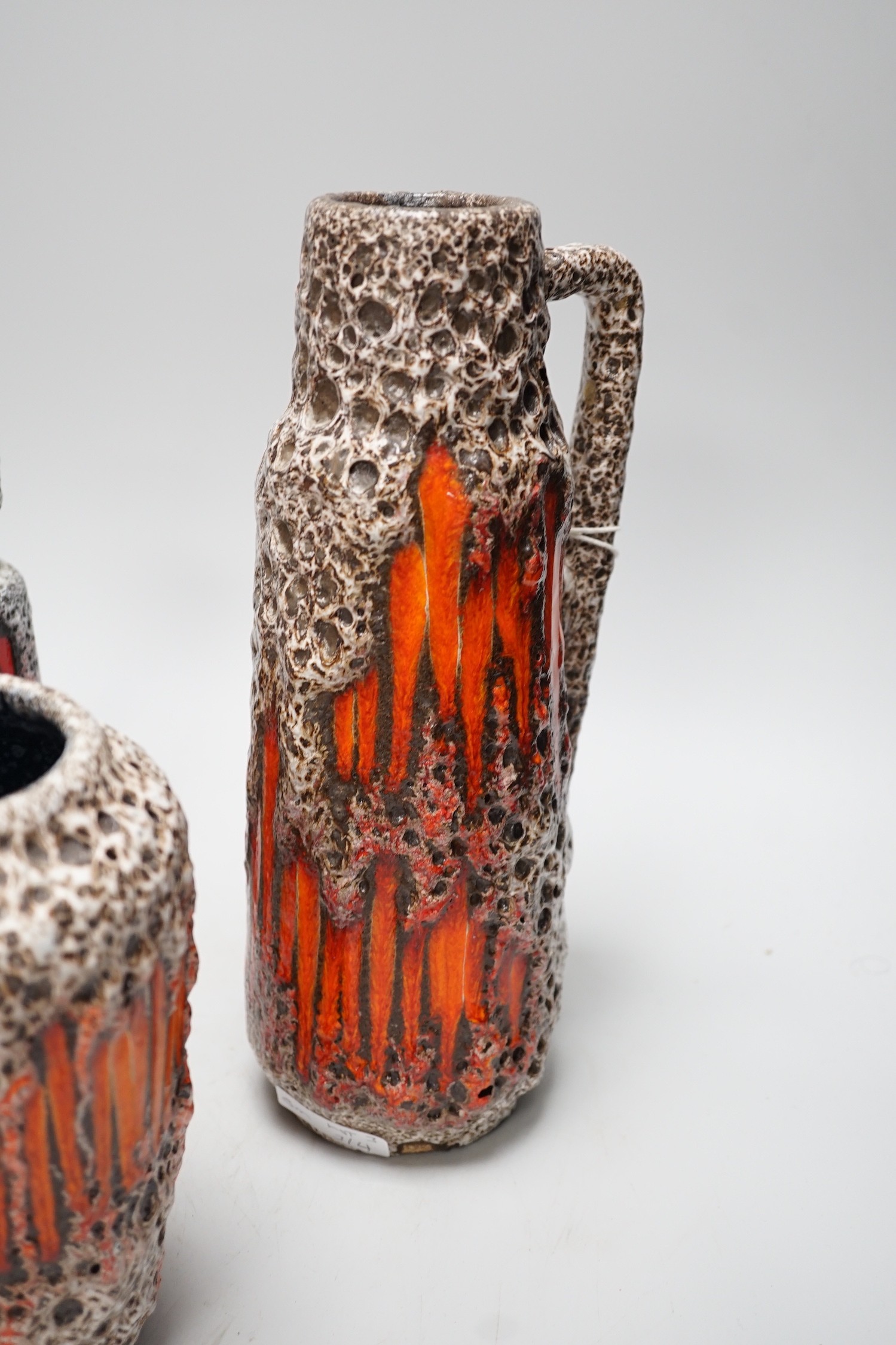 Set of four West German Art Pottery items; a Scheurich volcanic lava 